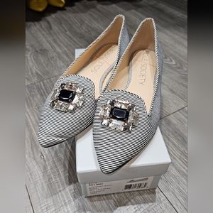 Sole Society Black and White Striped Flats